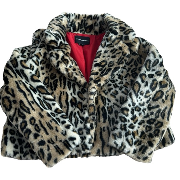 Who What Wear Women's Faux Leopard Print Fur Coat - Size M - Picture 4 of 9
